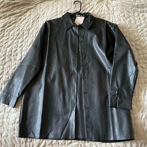 Extreme oversized Faux Leather Shacket BNWT